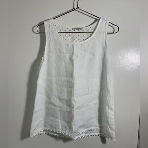 Viola Borghi, white, linen, sleeveless, Italian made top. S